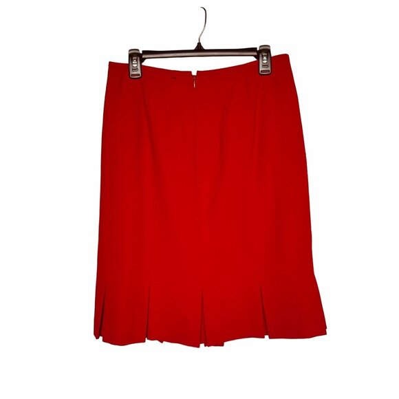 ✨Kasper Sz 8 Women's Pencil formal lined Skirt Knee Length Lined Pleated Red - Picture 2 of 7